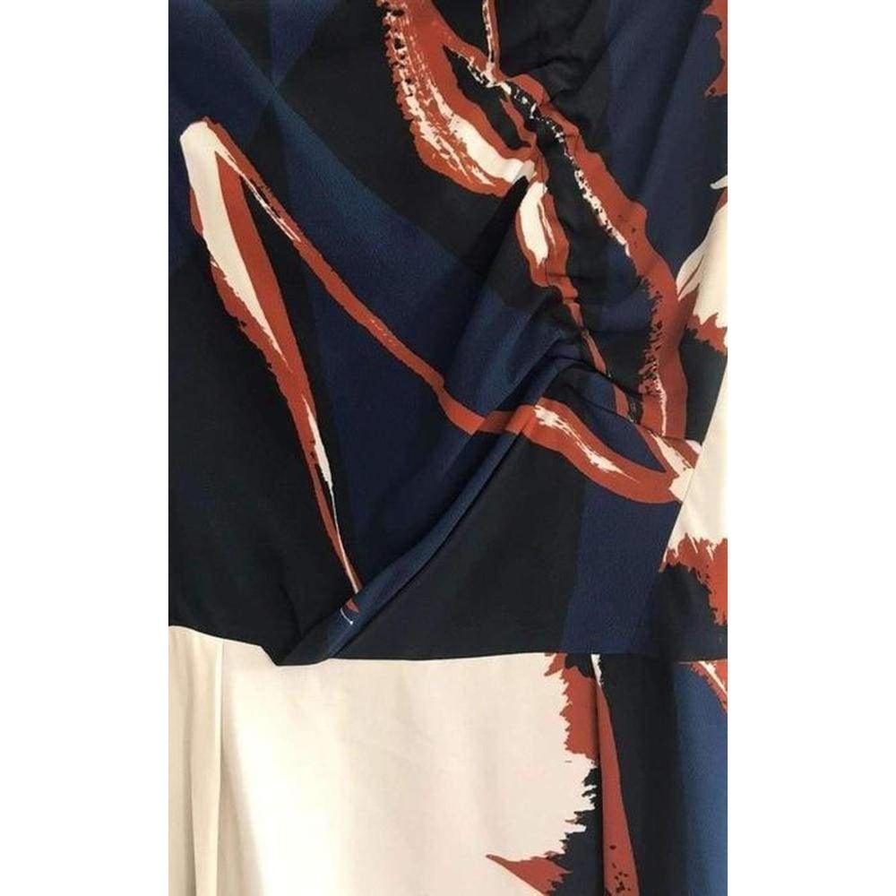 Dries Van Noten - Navy Crepe Abstract Print Dress - FR 42 - Picture 4 of 4